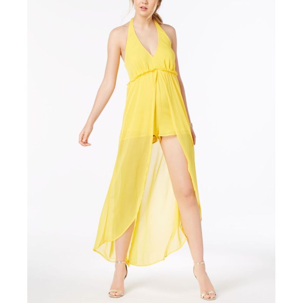 Material Girl Juniors Halter Romper With Sheer Overlay Maxi Skirt